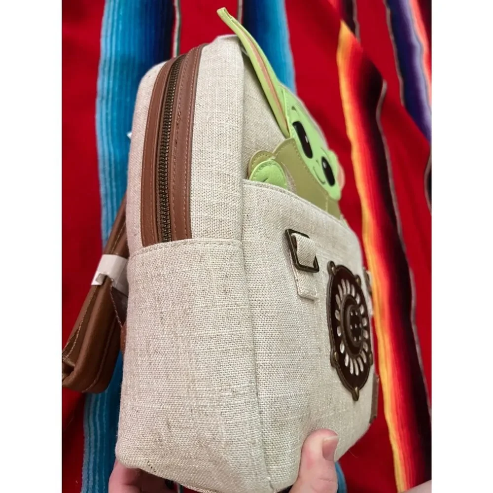 Loungefly Beige Star Wars The Child Kids backpack Bag with Green Accents